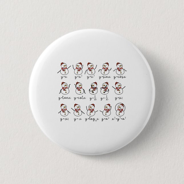 Funny Snowman Math Teacher Weihnachten Button (Vorderseite)