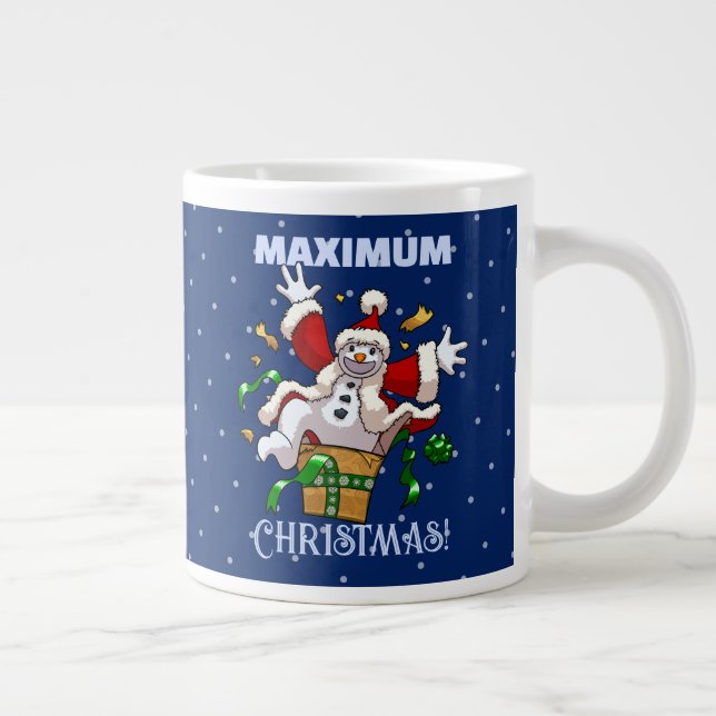 Funny Snowman Maximum Christmas Surprise Cartoon Jumbo-Tasse (Rechts)