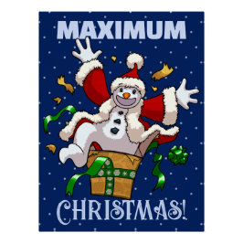 Funny Snowman Maximum Christmas Surprise Cartoon Poster