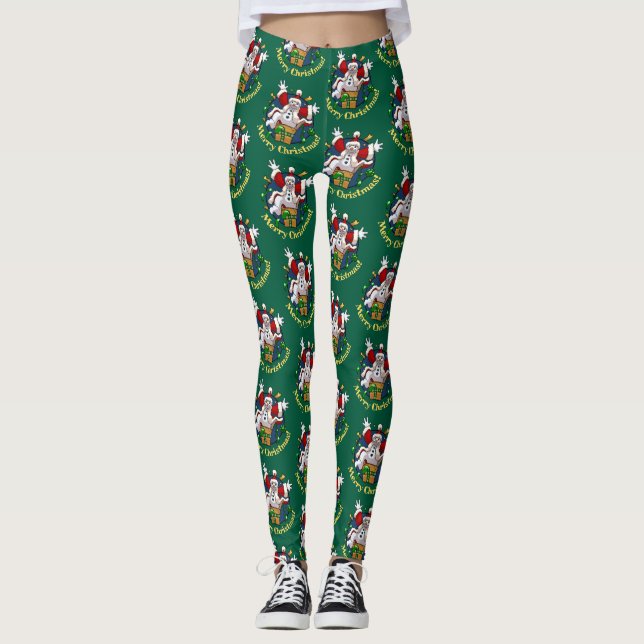 Funny Snowman Merry Christmas Surprise Cartoon Leggings (Vorderseite)