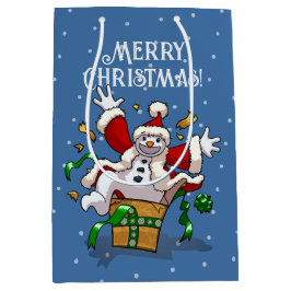 Funny Snowman Merry Christmas Surprise Cartoon Mittlere Geschenktüte