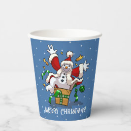 Funny Snowman Merry Christmas Surprise Cartoon Pappbecher