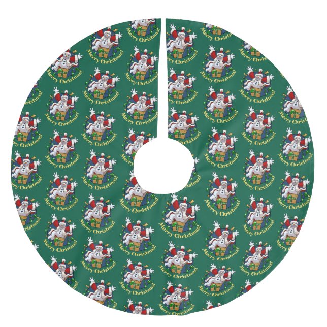 Funny Snowman Merry Christmas Surprise Cartoon Polyester Weihnachtsbaumdecke (Vorderseite)