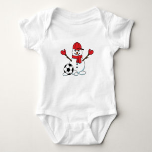 Funny Snowman mit Fußball Baby Strampler