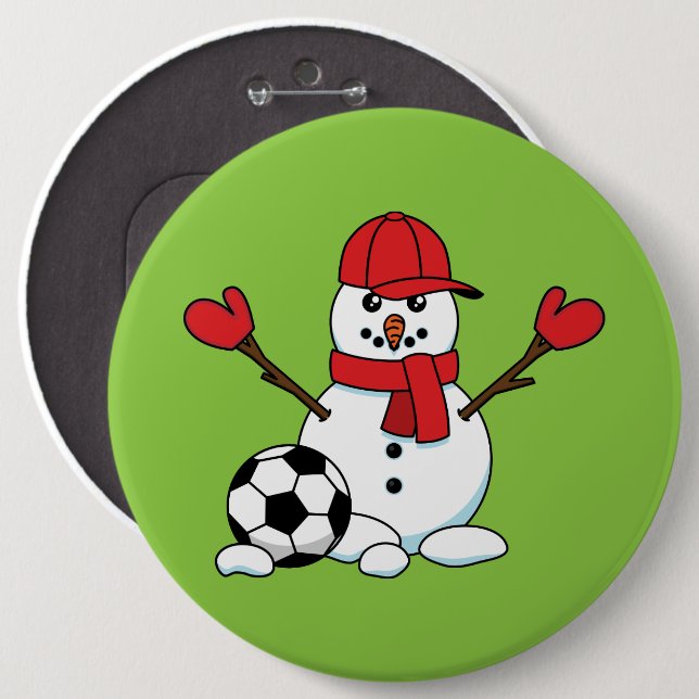 Funny Snowman mit Fußball Button (Vorne & Hinten)