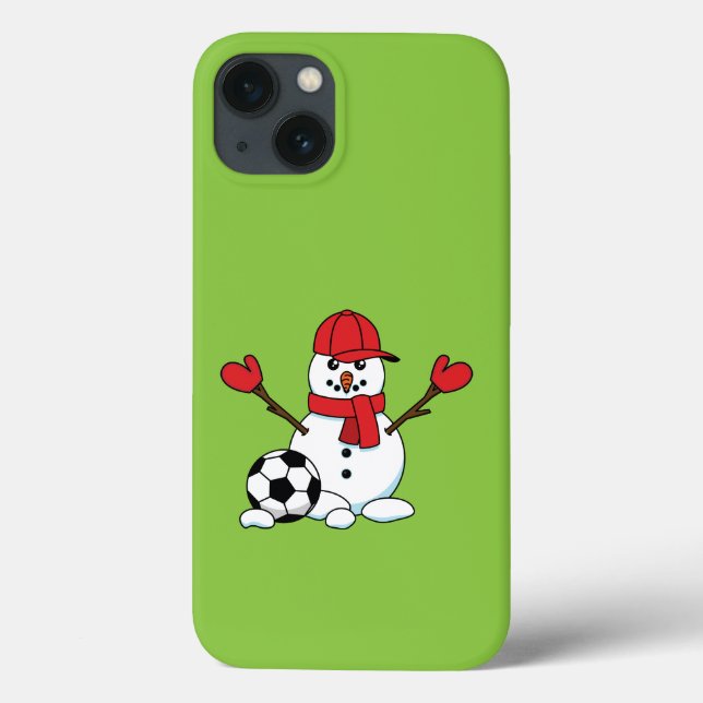 Funny Snowman mit Fußball Case-Mate iPhone Hülle (Rückseite)