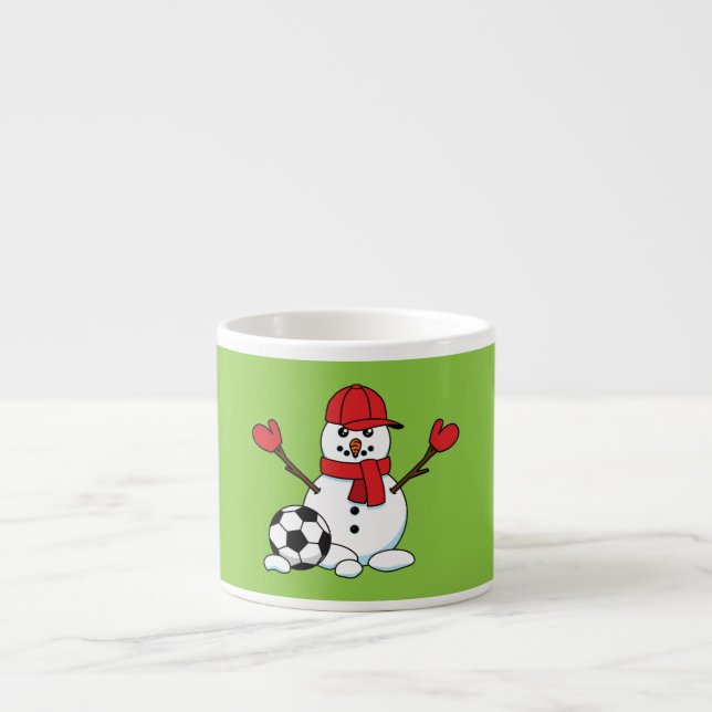 Funny Snowman mit Fußball Espressotasse (Vorderseite)