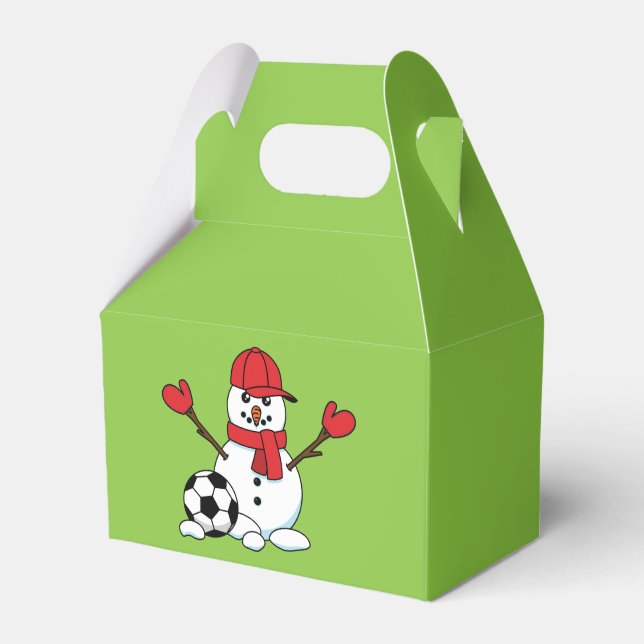 Funny Snowman mit Fußball Geschenkschachtel (Vorderseite)