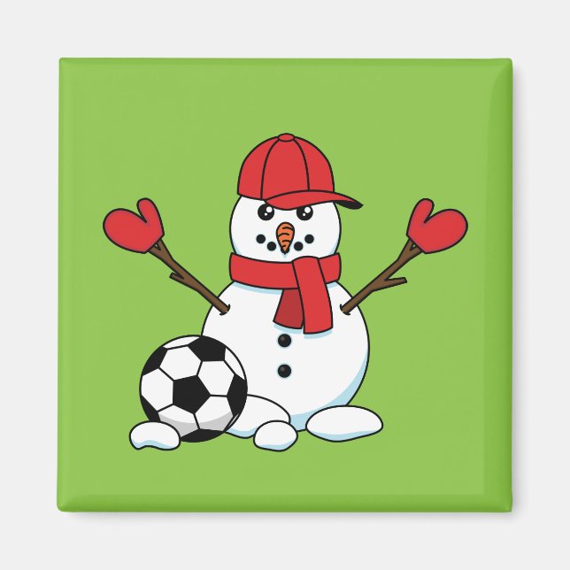 Funny Snowman mit Fußball Magnet (Vorne)