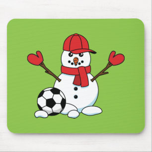 Funny Snowman mit Fußball Mousepad