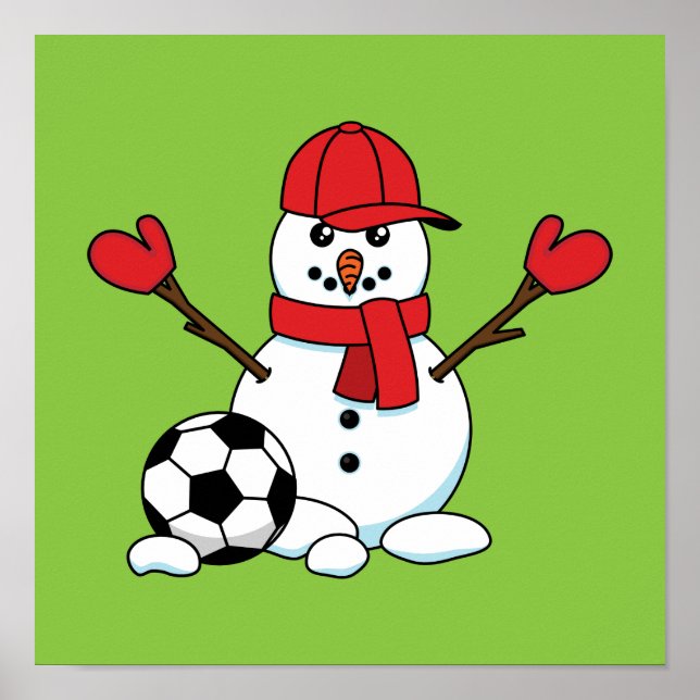 Funny Snowman mit Fußball Poster (Vorne)