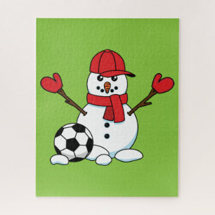 Funny Snowman mit Fußball Puzzle
