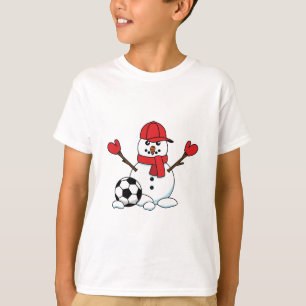 Funny Snowman mit Fußball T-Shirt