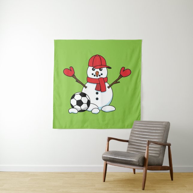 Funny Snowman mit Fußball Wandteppich (Beispiel)