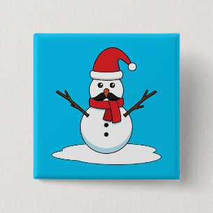 Funny Snowman mit Mustache und Carrot Button