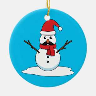 Funny Snowman mit Mustache und Carrot Keramik Ornament