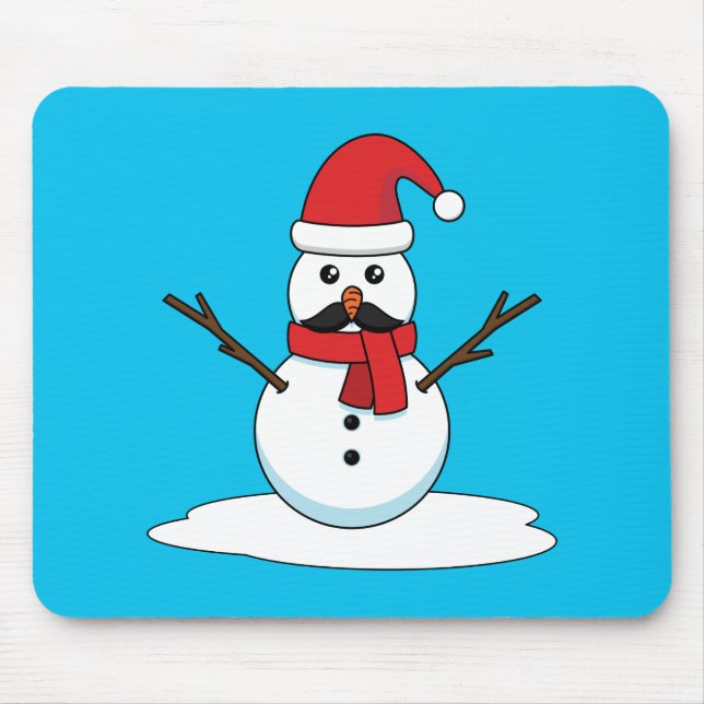 Funny Snowman mit Mustache und Carrot Mousepad (Vorne)