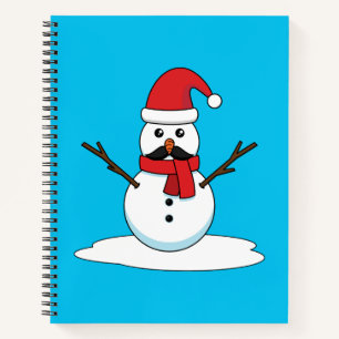 Funny Snowman mit Mustache und Carrot Notizbuch