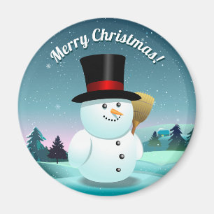 Funny Snowman mit Top Felt Hat Magnet