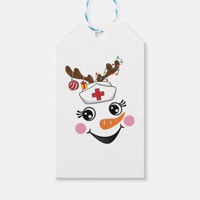 Funny Snowman Nurse Face Eyelashes Medical Christm Geschenkanhänger (Vorderseite)