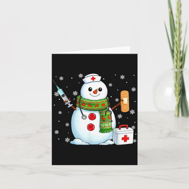 Funny Snowman Nurse Pjs Pajamas Christmas Xmas Wom Karte (Vorderseite)