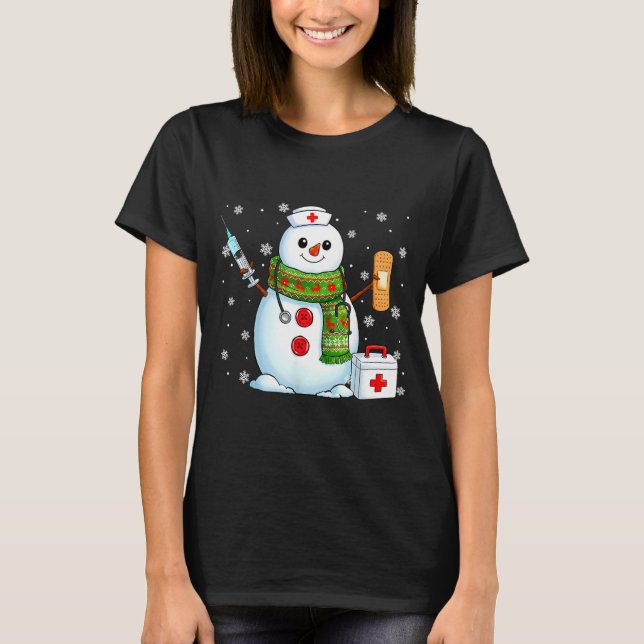 Funny Snowman Nurse Pjs Pajamas Christmas Xmas Wom T-Shirt (Vorderseite)