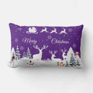 Funny Snowman, Reindeer Merry Christmas Lumbar Pil Lendenkissen