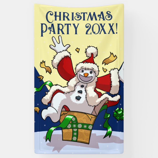 Funny Snowman Santa Christmas Party Add The Year  Banner (Vertikal)