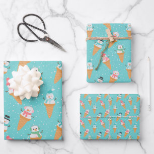 Funny Snowman Snow Cone Winterurlaub oder Geburtst Geschenkpapier Set