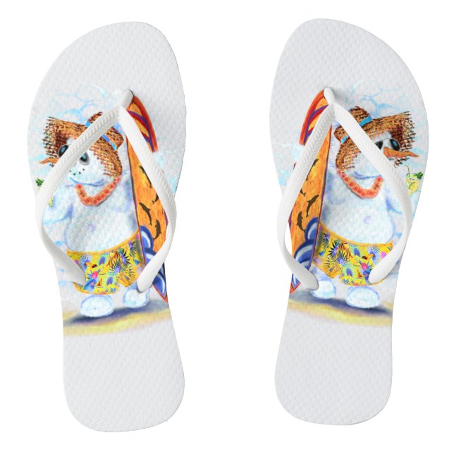 Funny Snowman Surfer Flip Flops (Fußbett)