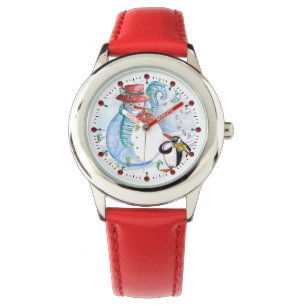 FUNNY SNOWMAN UND PENGUIN'S WINTER SERENADE ARMBANDUHR