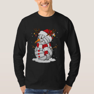 Funny Snowman Volleyball Christmas Pajama Santa T-Shirt