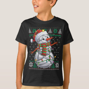 Funny Snowman Volleyball Weihnachtsball Ugly Sweet T-Shirt