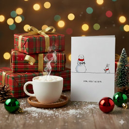 Funny Snowman vs Rabbit Christmas  Feiertagskarte