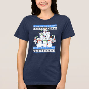 Funny Snowman Weihnachtsbaum Tri-Blend Shirt