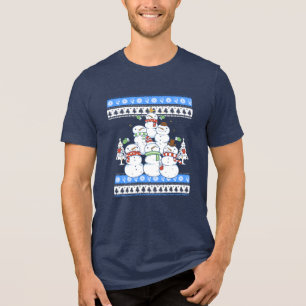 Funny Snowman Weihnachtsbaum Tri-Blend Shirt