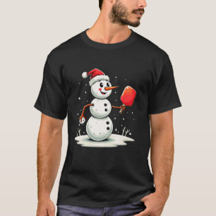 Funny Snowman Weihnachtsmannmütze Pickleball Playe T-Shirt