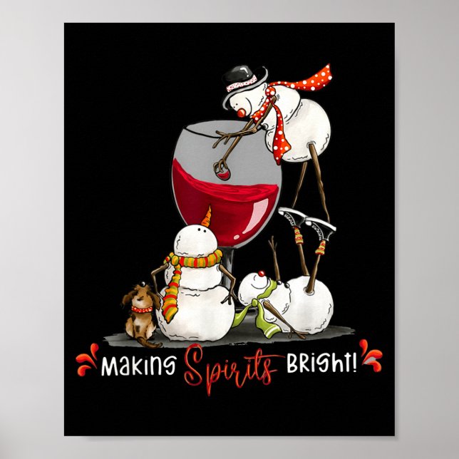 Funny Snowman Wine Christmas Holiday  Poster (Vorne)