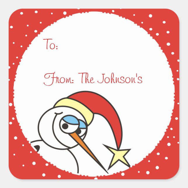 Funny Snowman Xmas Geschenk Tagkleber Quadratischer Aufkleber (Vorderseite)
