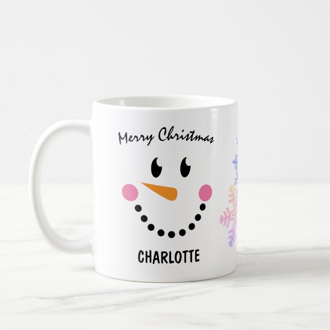 Funny Snowman's Face, Frohe Weihnachten Kaffeetasse (Links)