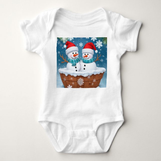 Funny Snowmen Baby Strampler (Vorderseite)