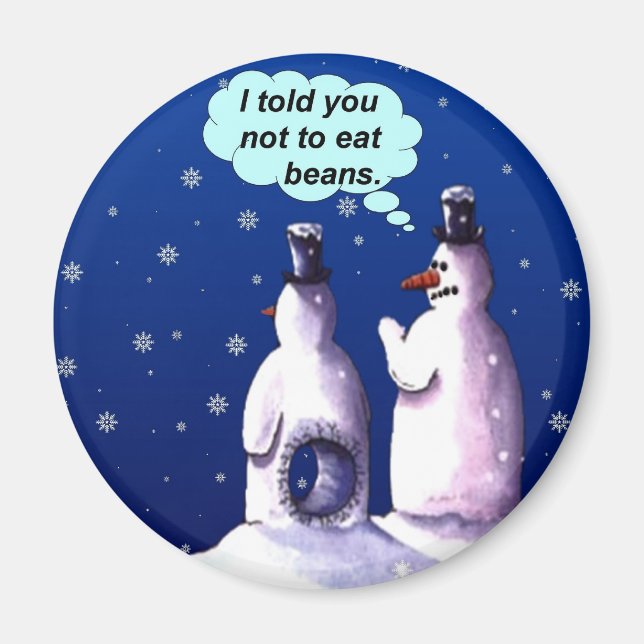 Funny Snowmen Cartoon Magnet (Vorne)