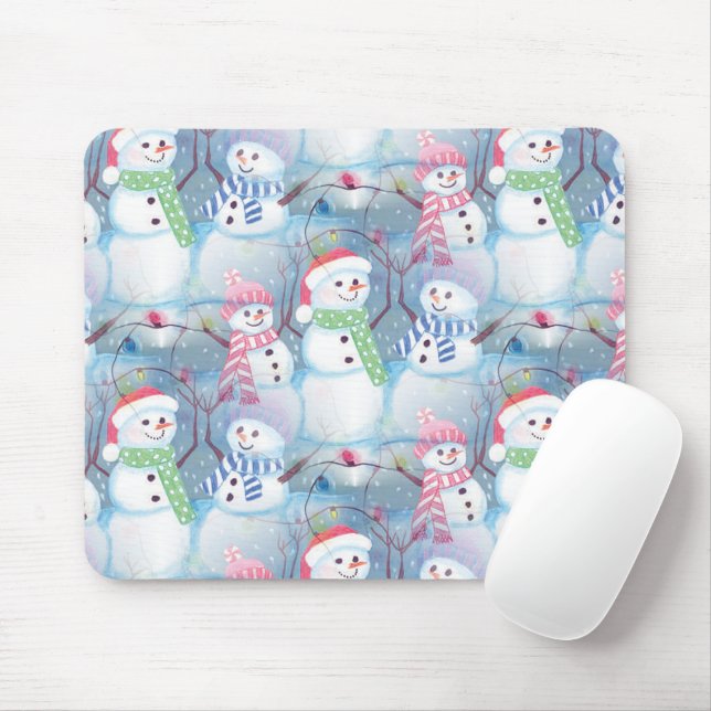 Funny Snowmen Weihnachtsbaum String Lights Muster Mousepad (Mit Mouse)