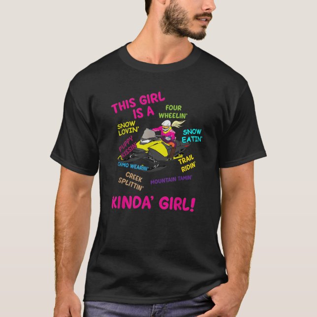 Funny Snowmobiling Saying Girl Snowmobile Riding S T-Shirt (Vorderseite)