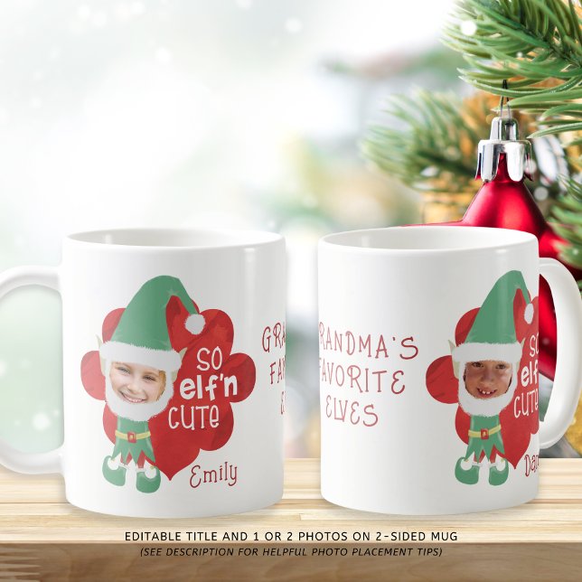 Funny SO ELF'n NIEDLICH Elf Foto Masken Personalis Kaffeetasse (Von Creator hochgeladen)