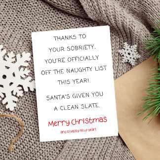 Funny Sobriety Christmas Card, Simple Sober Xmas Karte