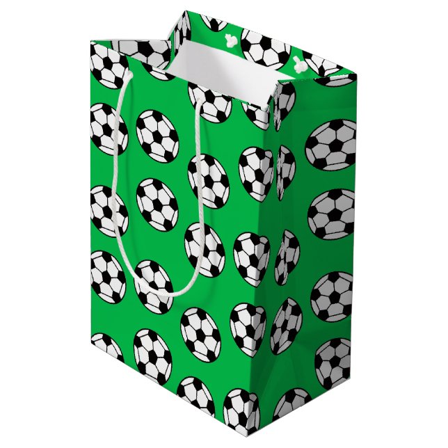 Funny Soccer Ball Pattern Mittlere Geschenktüte (Rückseite Schrägansicht)
