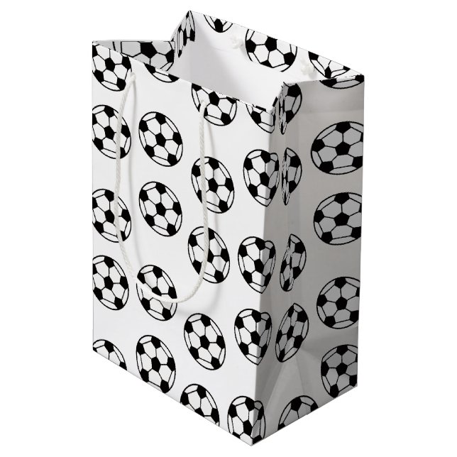 Funny Soccer Ball Pattern Mittlere Geschenktüte (Rückseite Schrägansicht)