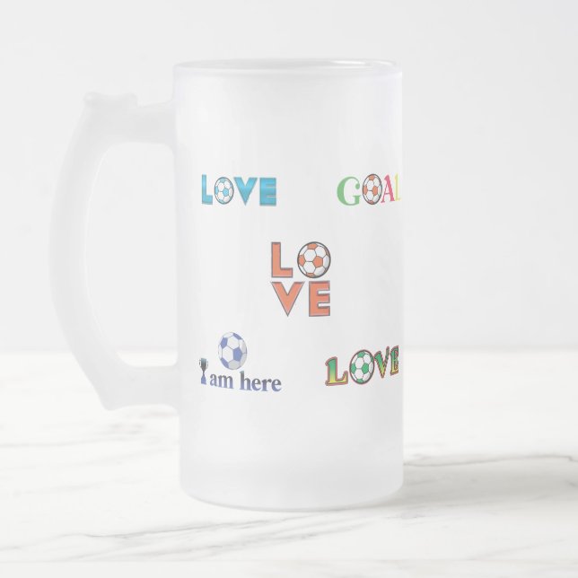 Funny Soccer Cup Aufkleber Mattglas Bierglas (Links)
