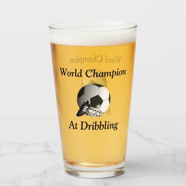 Funny Soccer Dribbler Champion, Bierglas Glas (Rückseite (gefüllt))